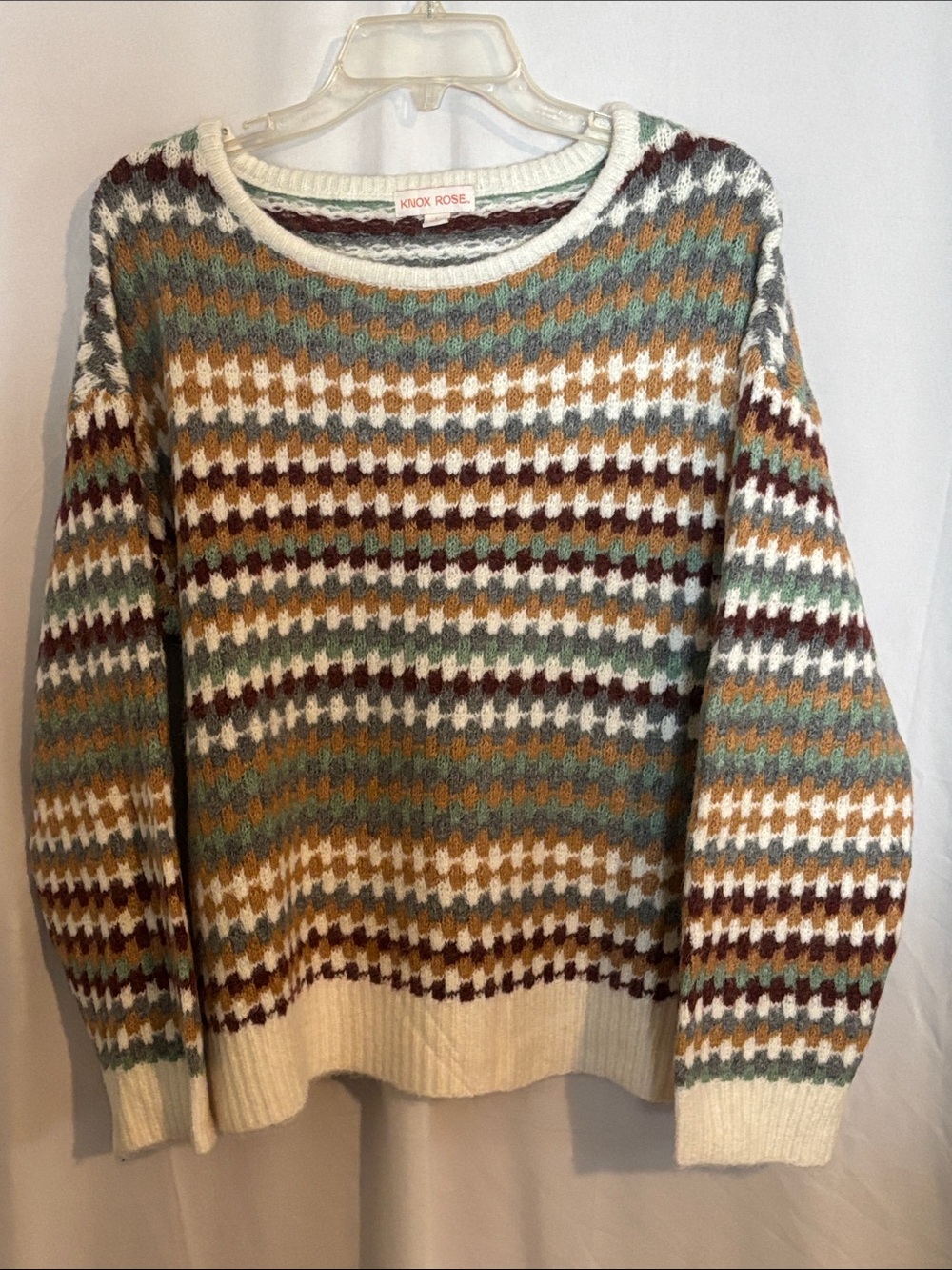 Knox Rose Oversized Women’s Multicolor Sweater in Fall Tones Size L NWOT